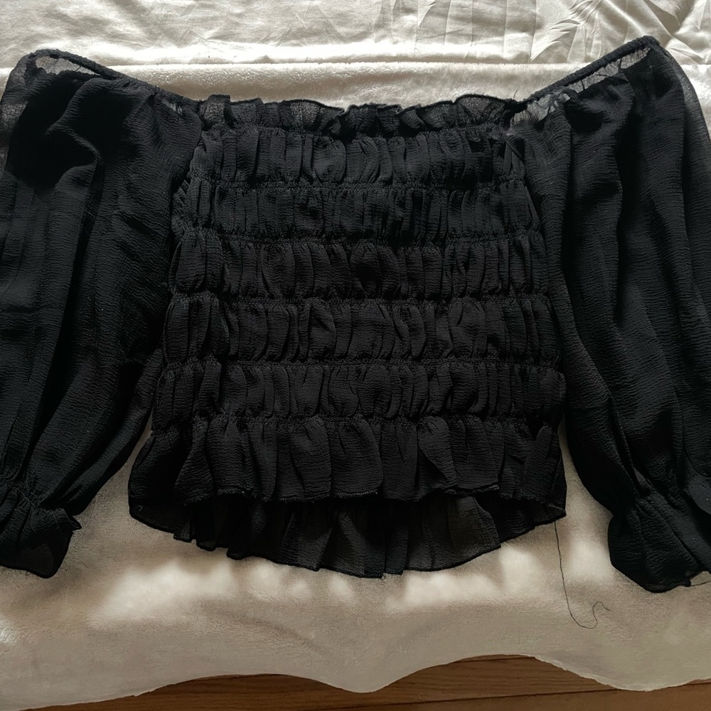Urban outfitters off the shoulder smocked top